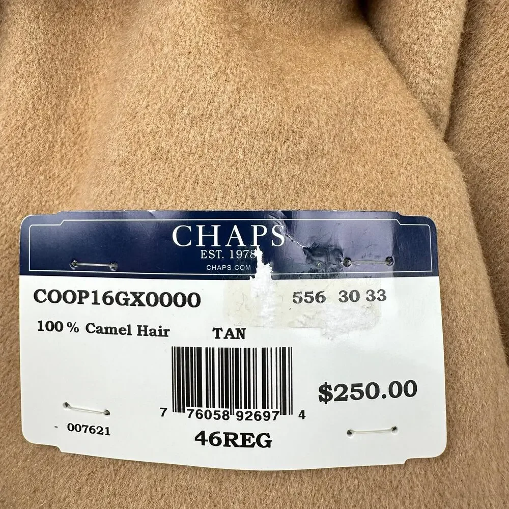 NEW CHAPS Men's Blazer Jacket 100% Camel Hair 2 Button Tan 46R Quiet Luxury